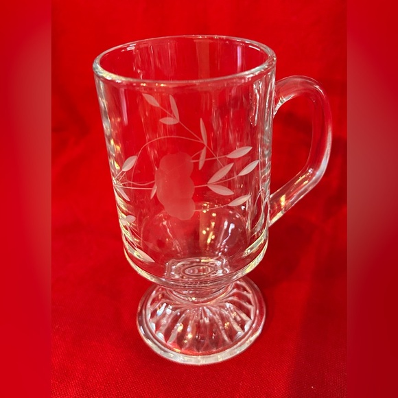 Princess House Heritage Etched Glass Irish Coffee Mug Set of 4 - Picture 7 of 7